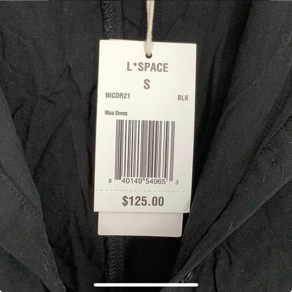 L SPACE Size XS/S Black Pacifica Ruched Mini Tunic Shirt Dress 3/4 Sleeve NWT - Picture 4 of 5